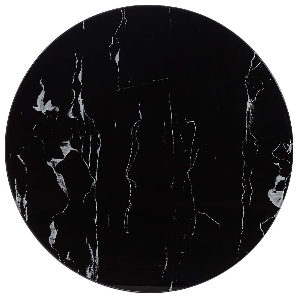 Table Top Black Ø60 cm Glass with Marble Texture