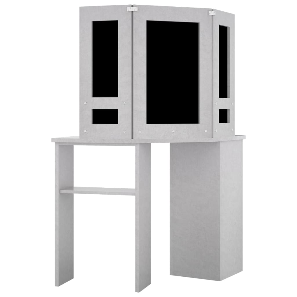 Corner Dressing Table with LED Concrete Grey 111x54x141.5 cm