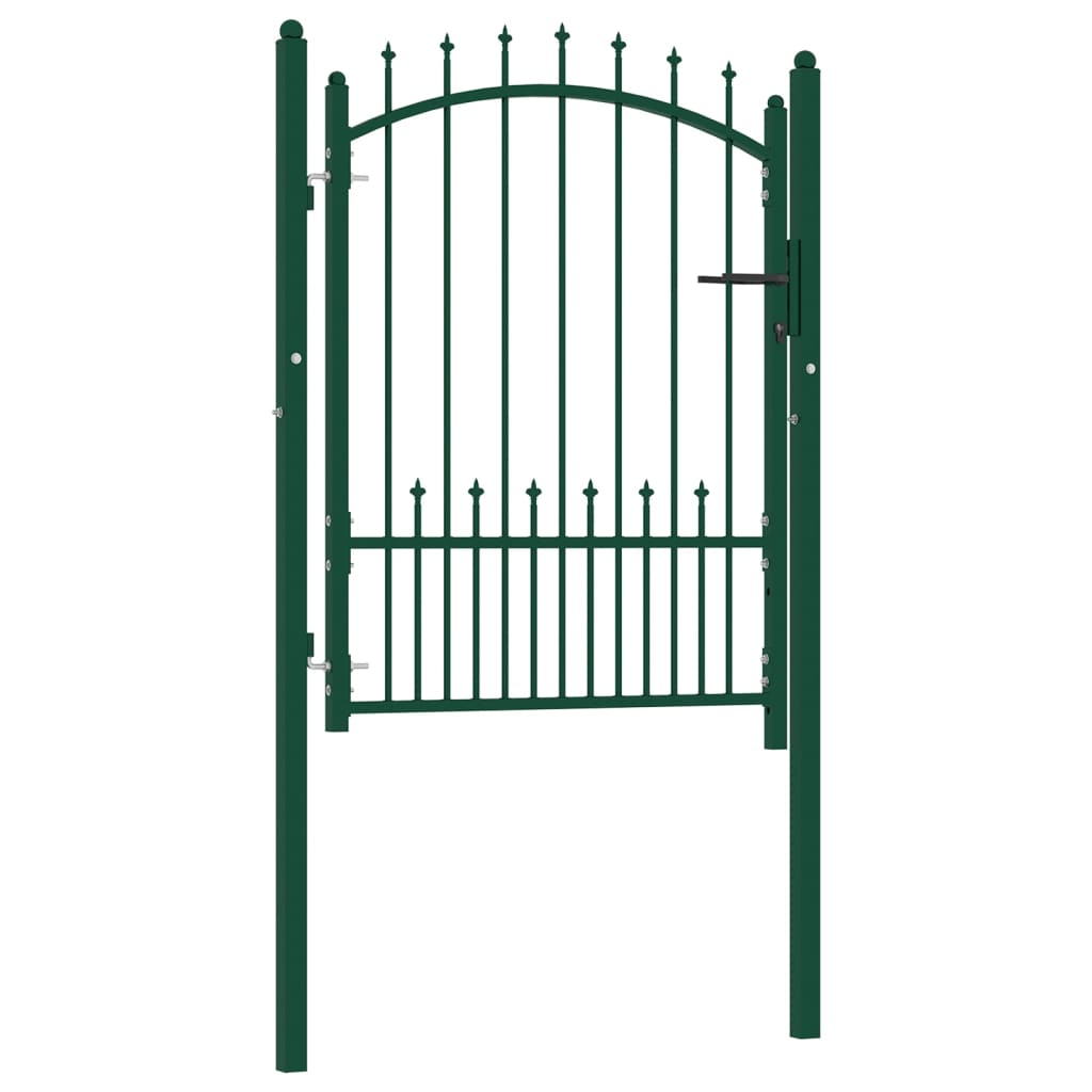 Fence Gate with Spikes Steel 100x125 cm Green