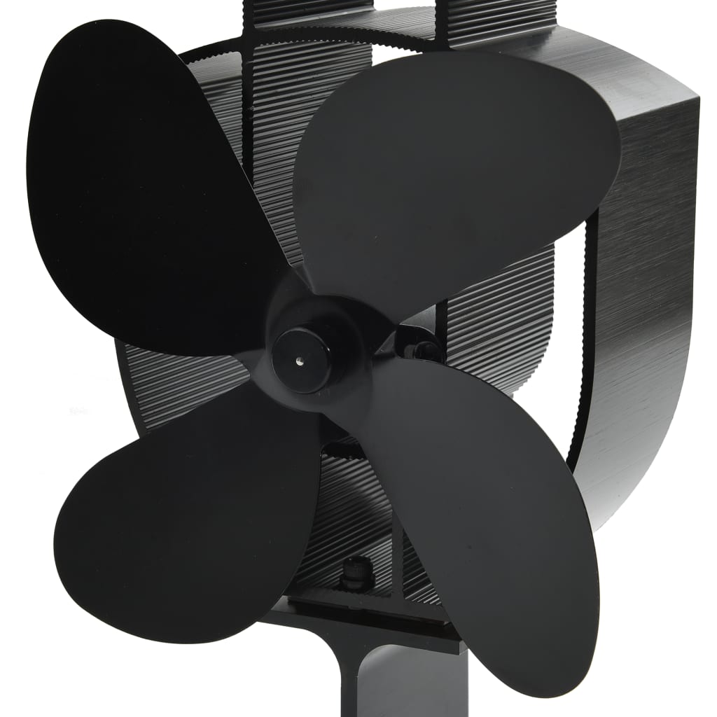 Heat Powered Stove Fan 4 Blades Black