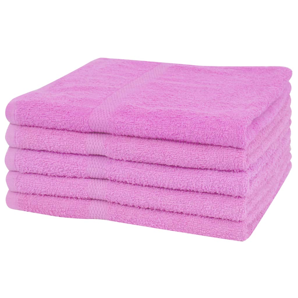 Hand Towel Set 5 pcs Cotton 360 g/m² 50x100 cm Pink