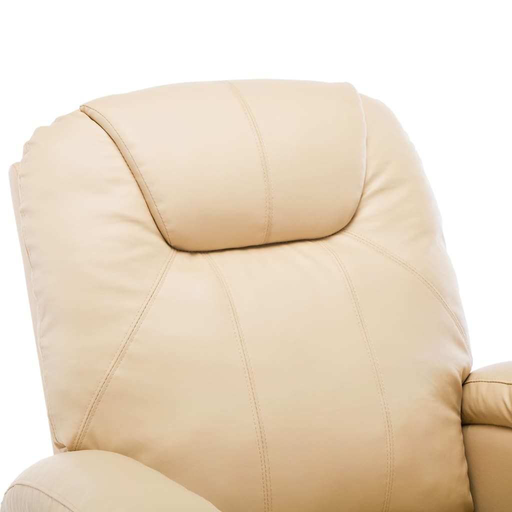 Electric Rocking Massage Chair Faux Leather Cream