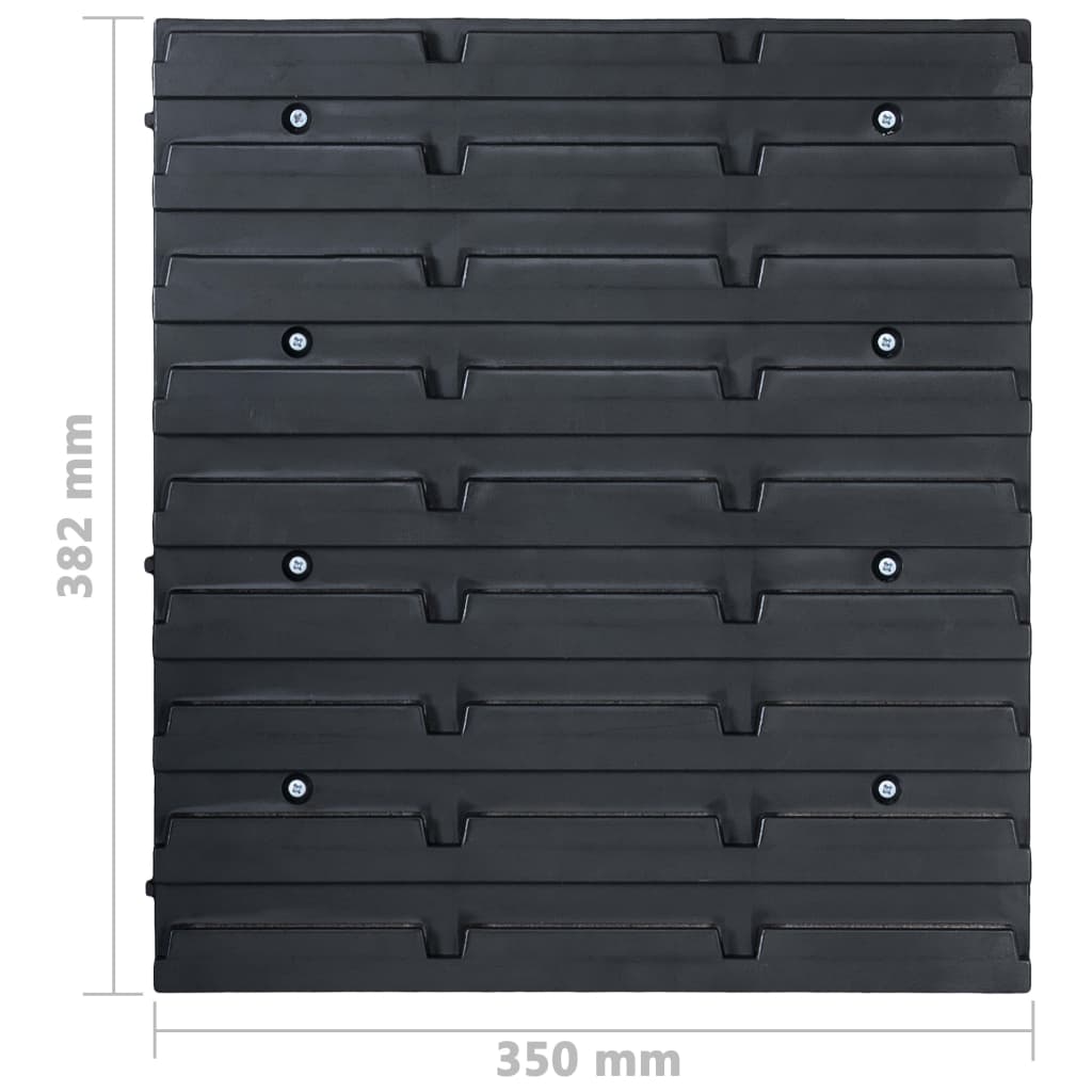 80-tlg. Behälter-Set für Kleinteile mit Wandplatten Rot Schwarz