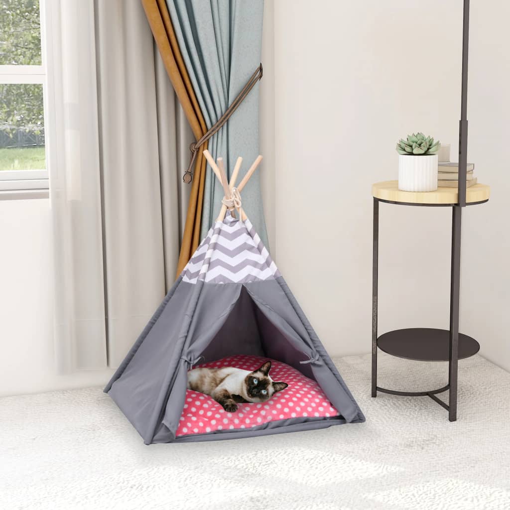 Katzen-Tipi-Zelt mit Tasche Pfirsichhaut Grau 60x60x70 cm