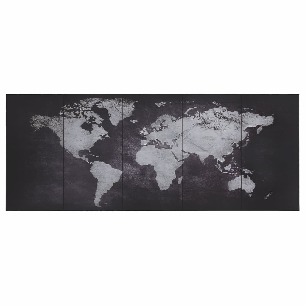 Leinwandbild-Set Weltkarte Schwarz 150 x 60 cm