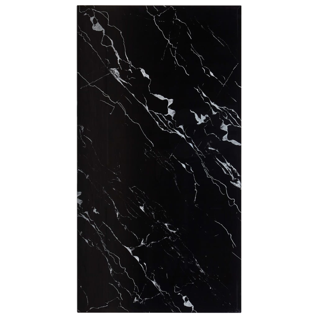 Table Top Black Rectangular 120x65 cm Glass with Marble Texture