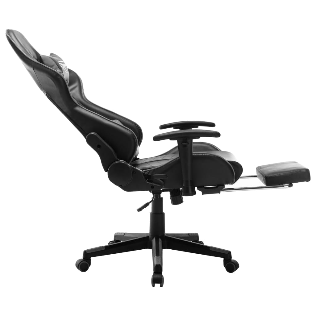 Gaming-Stuhl mit Fussstütze Schwarz und Grau Kunstleder