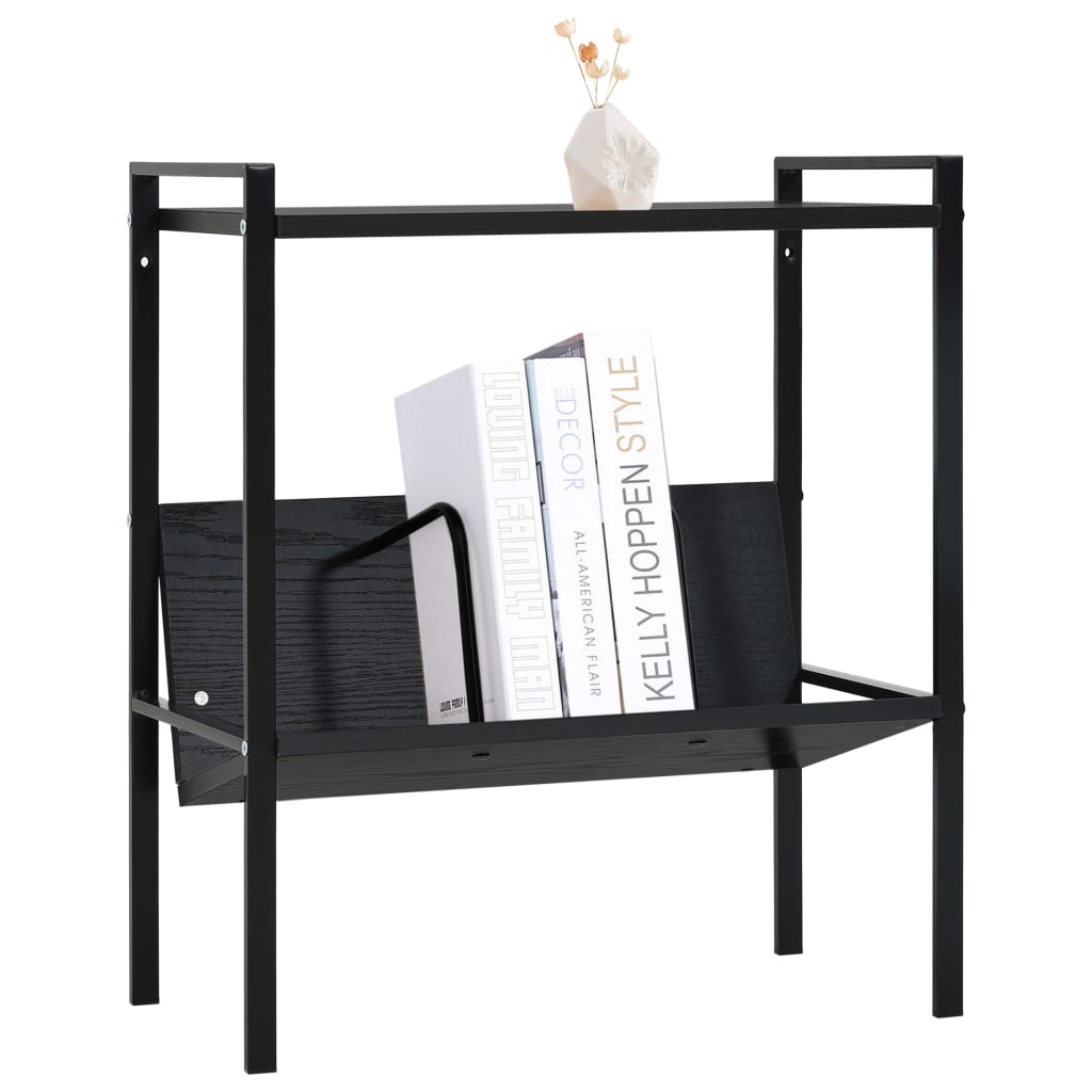 2-Layer Book Shelf Black 52x28x59 cm Engineered Wood