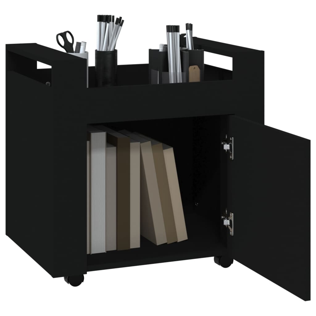 Desk Trolley Black 60x45x60 cm Engineered Wood