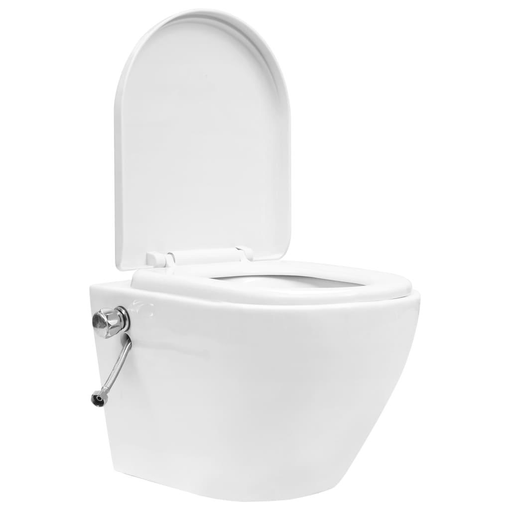 Wall Hung Rimless Toilet with Concealed Cistern Ceramic White