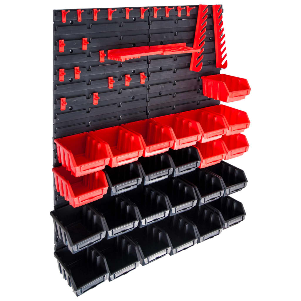 29-tlg. Behälter-Set für Kleinteile mit Wandplatten Rot Schwarz