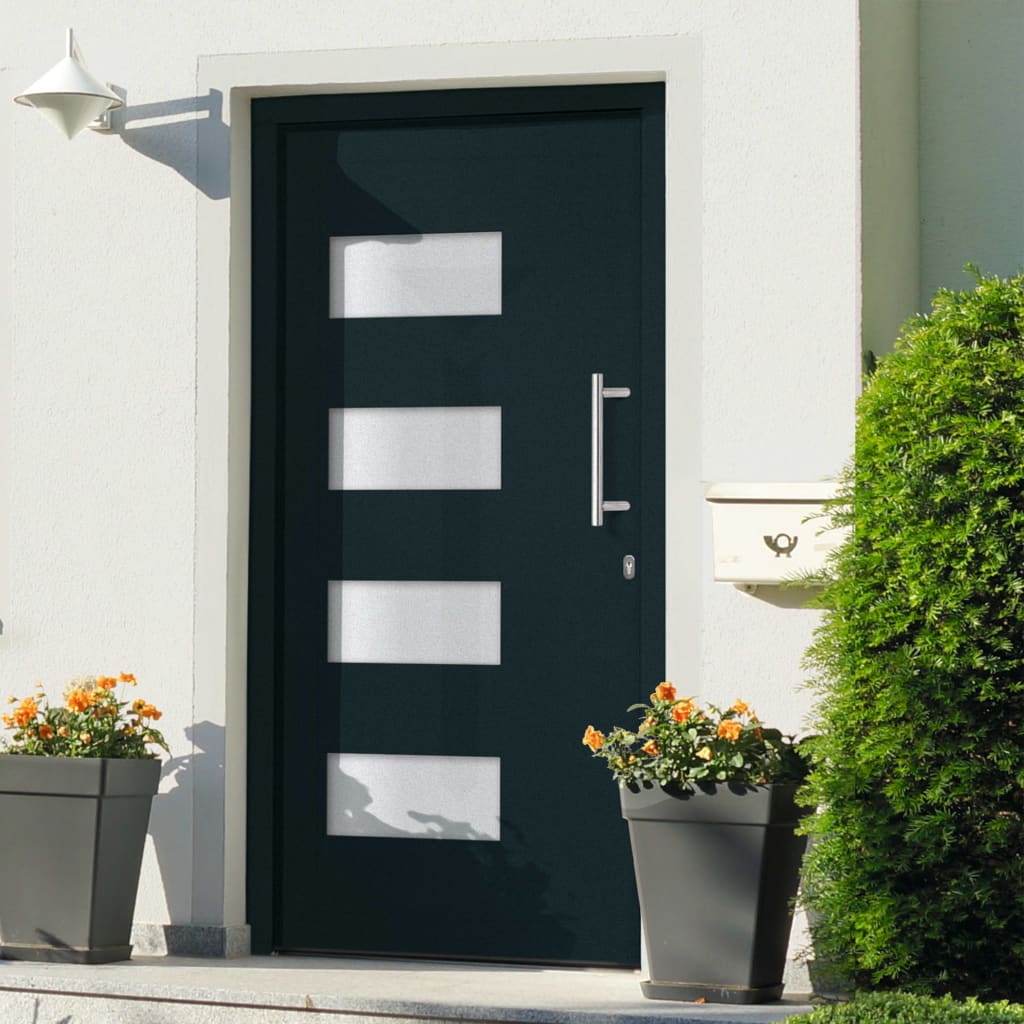 Front Door Aluminium and PVC Anthracite 100x210 cm