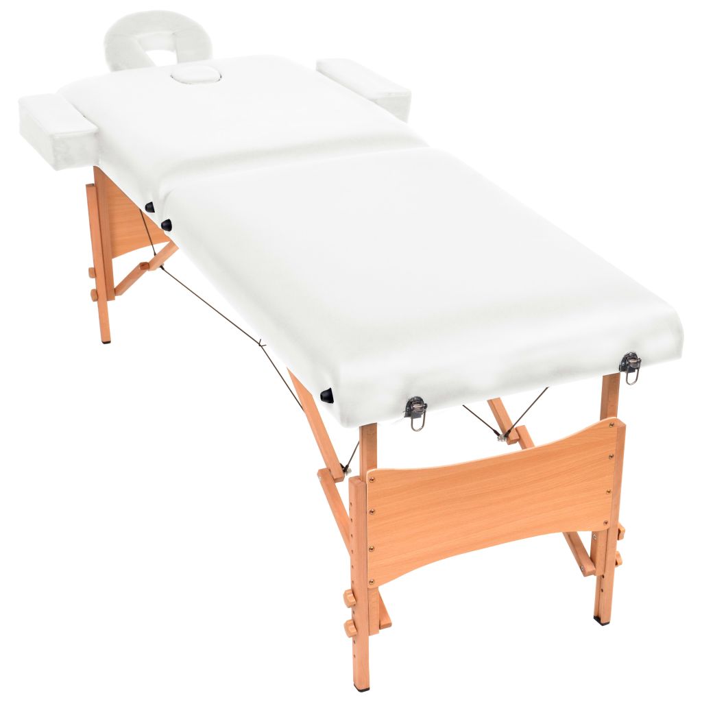 2-Zone Folding Massage Table 10 cm Thick White