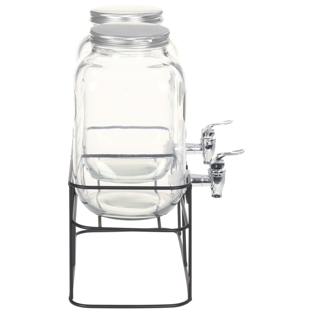 Beverage Dispensers 2 pcs with Stand 2 x 4  L Glass