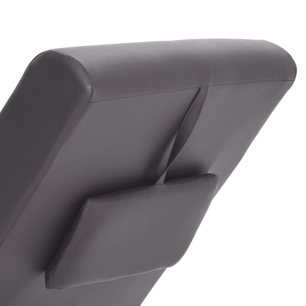 Chaise longue de massage avec oreiller gris similicuir