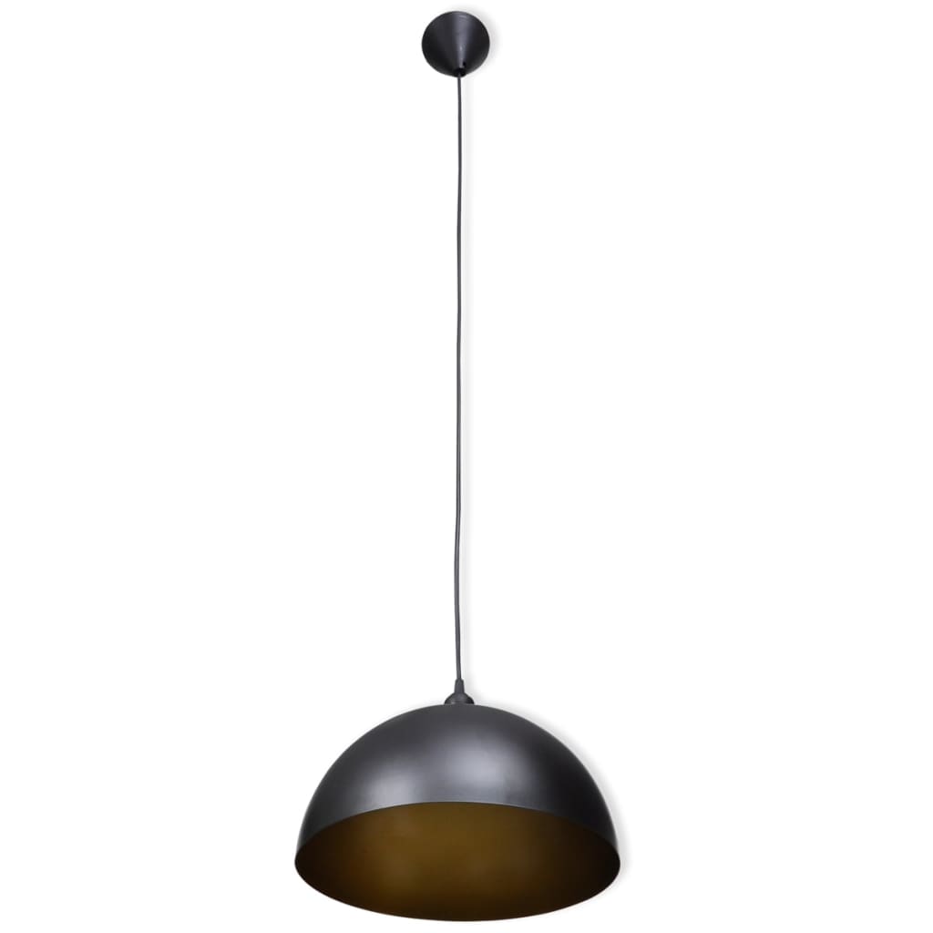 Ceiling Lamp 2 pcs Height-adjustable Semi-spherical Black
