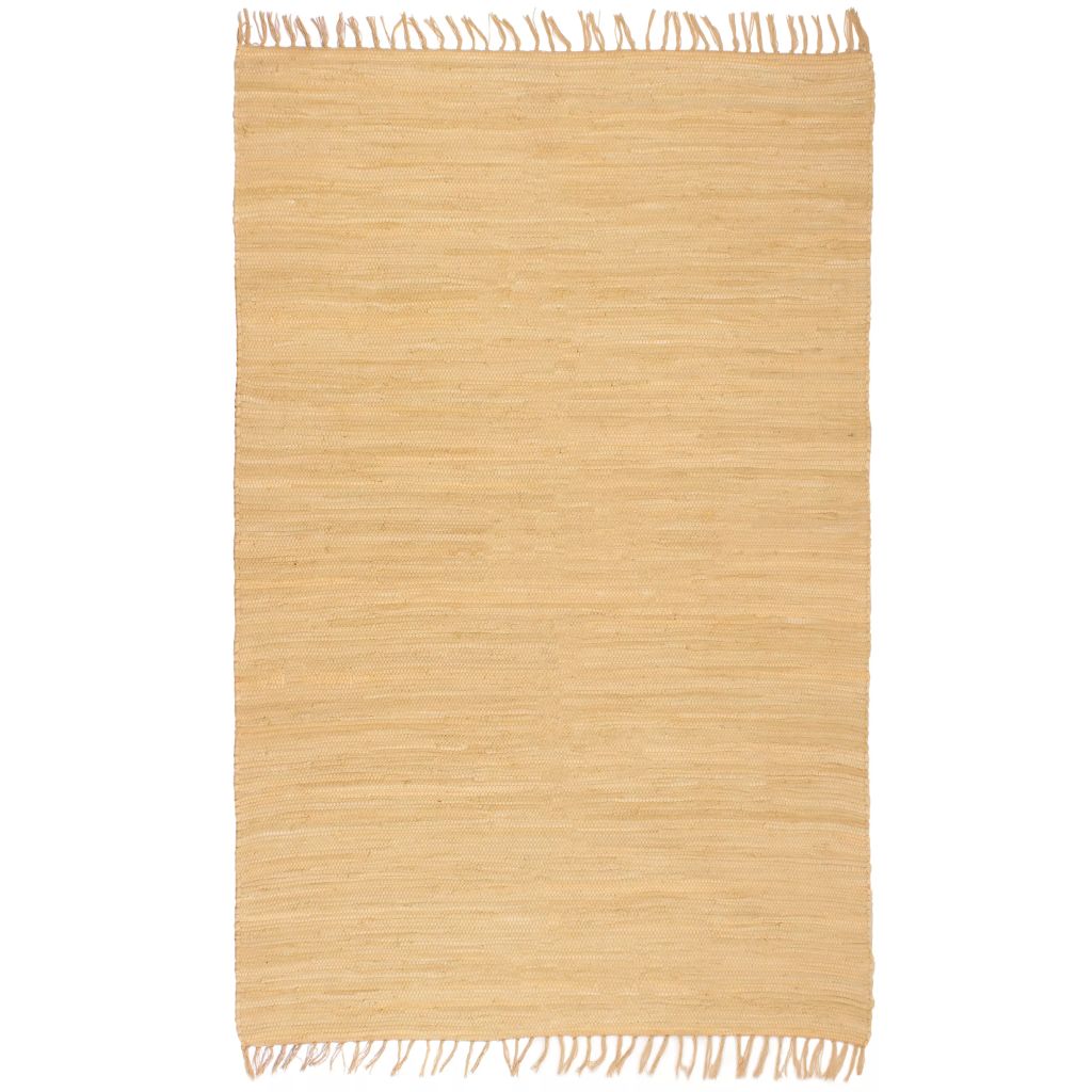 Handgewebter Chindi-Teppich Baumwolle 80x160 cm Beige