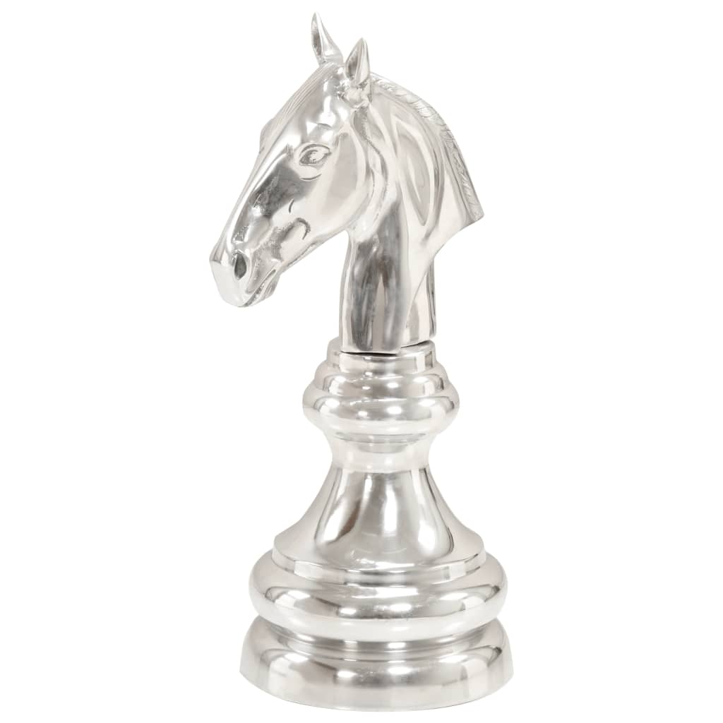 Chess Horse Sculpture Solid Aluminium 54 cm Silver