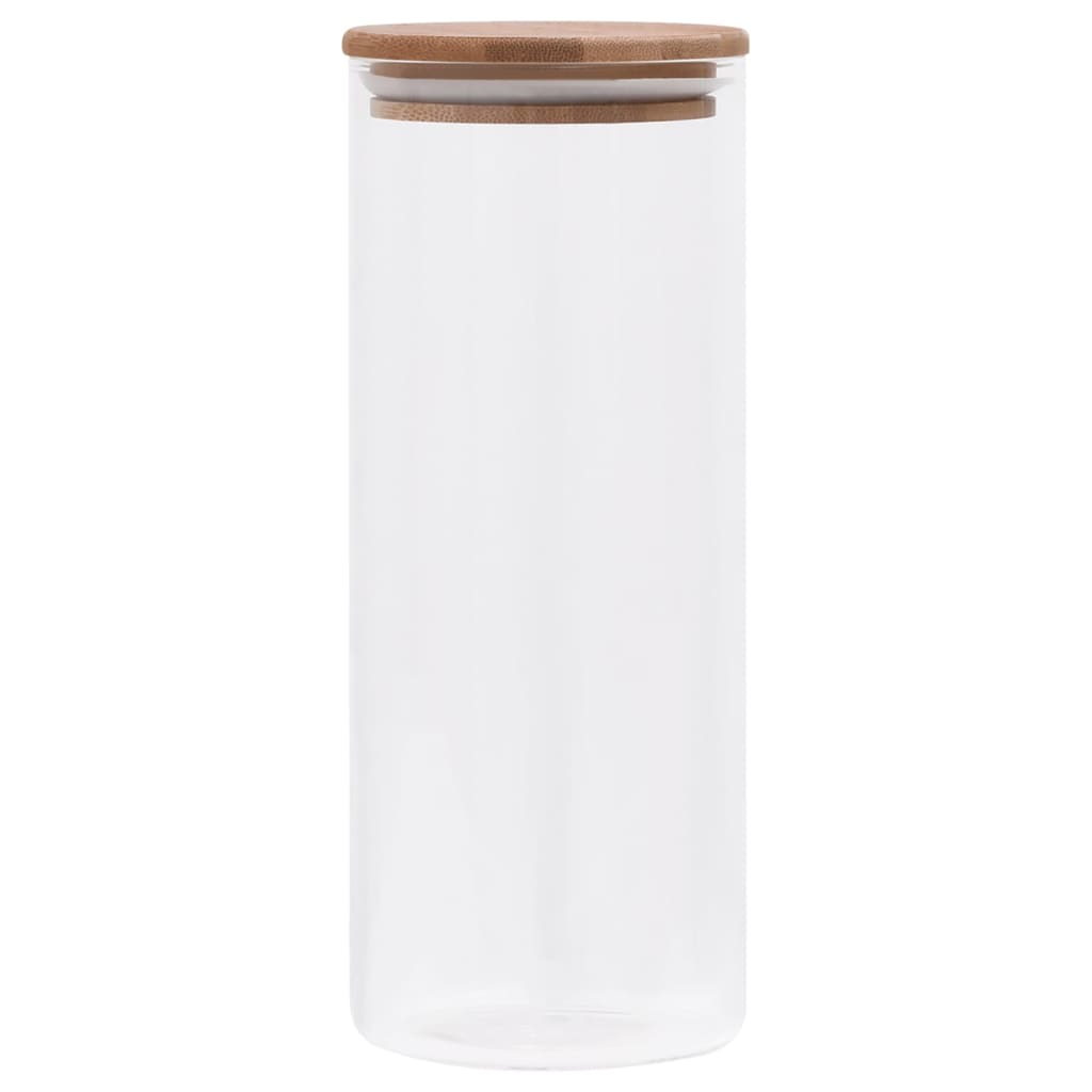 Storage Glass Jars with Bamboo Lid 6 pcs 1000 ml