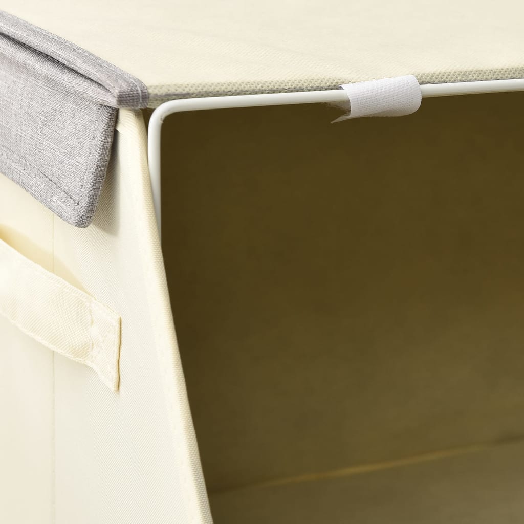 Stackable Storage Box Set of 4 Pieces Fabric Grey & Cream