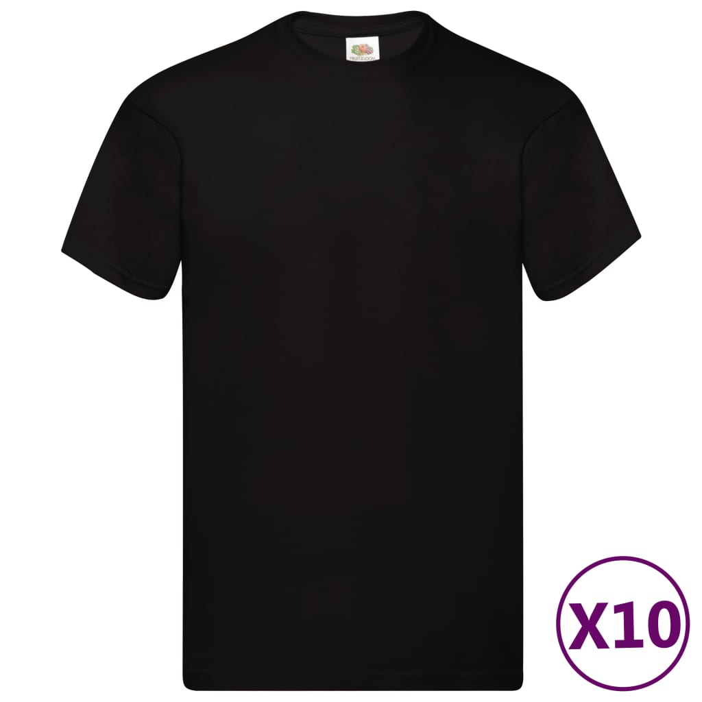 Fruit of the Loom Original T-shirts 10 pcs Black XXL Cotton