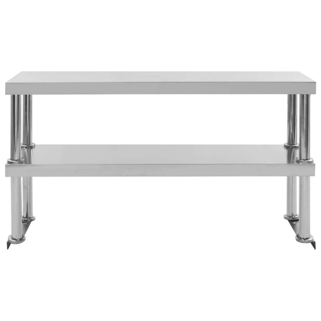 2-Tier Work Table Overshelf 120x30x65 cm Stainless Steel
