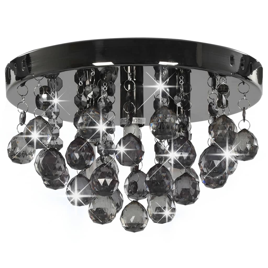 Ceiling Lamp with Smoky Beads Black Round G9
