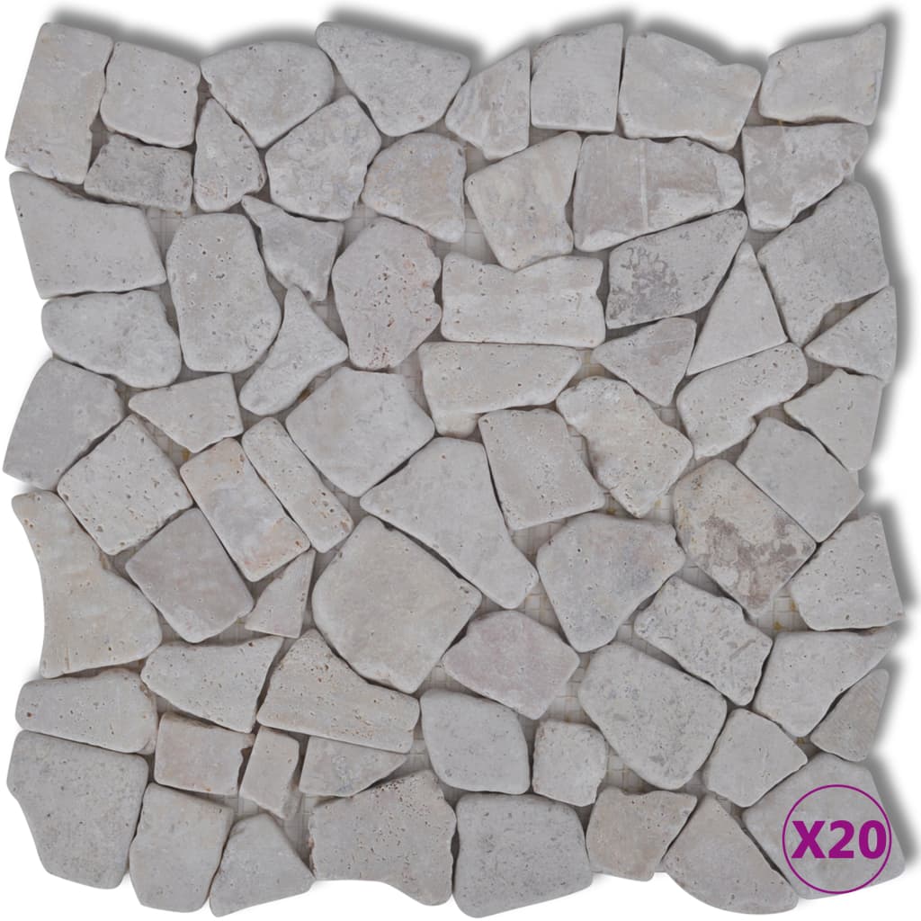 Carreaux Mosaique en pierre Marbre Blanc 1,8 m2