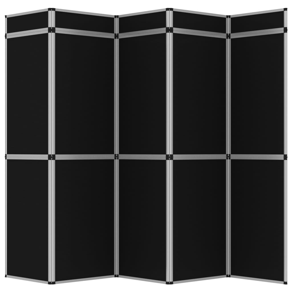 15-Panel Messewand Faltdisplay 302×200 cm Schwarz 