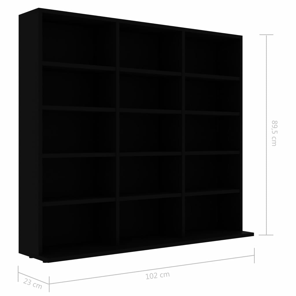 CD Cabinet Black 102x23x89.5 cm Engineered Wood