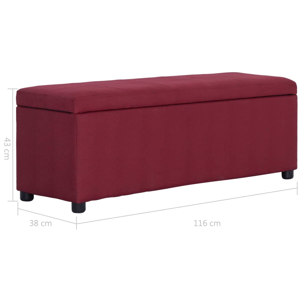 Bank mit Staufach 116 cm Weinrot Polyester 