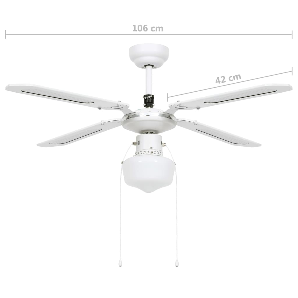 Ceiling Fan with Light 106 cm White
