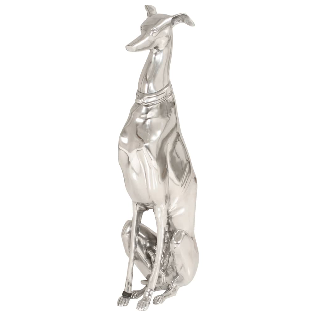 Jagdhund Skulptur Vollaluminium 25x17x67 cm Silbern