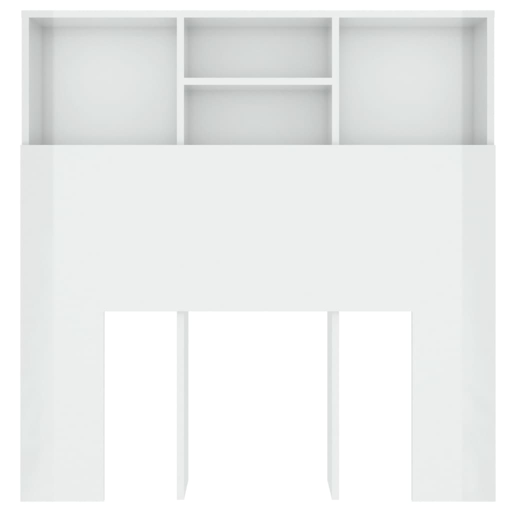 Armoire de tête de lit Blanc brillant 100x19x103,5 cm