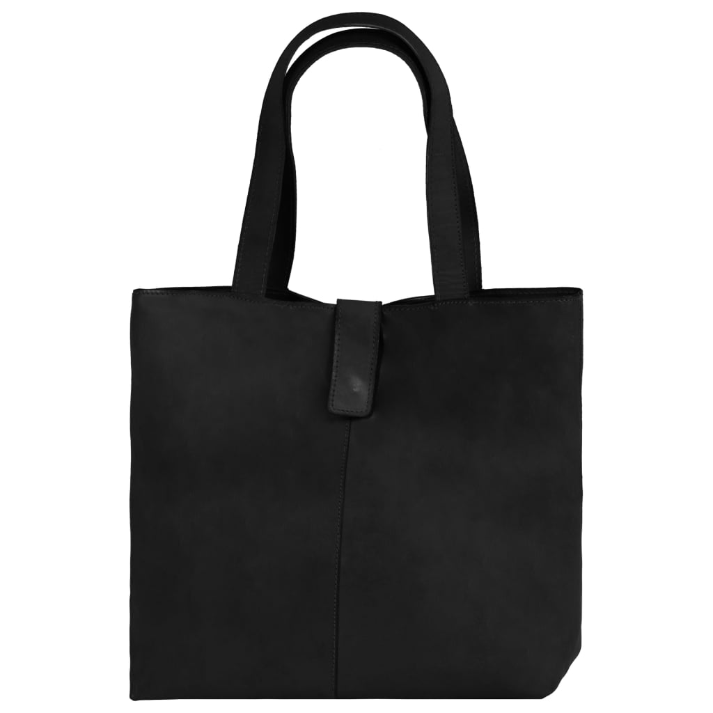 Ladies' Shopper Bag Real Leather Black