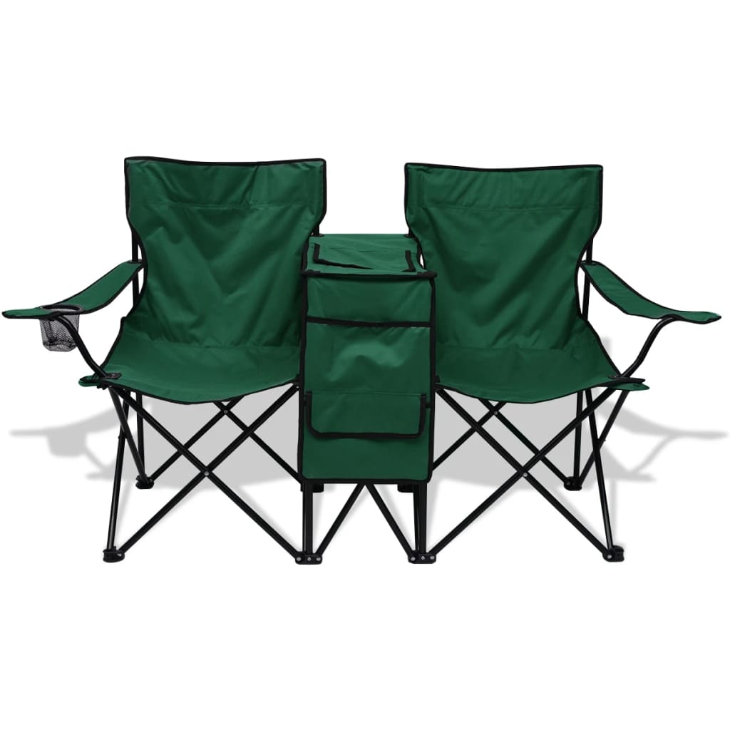 Chaise double de camping 155 x 47 x 84 cm Vert