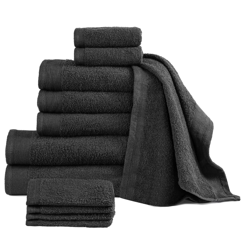 12 Piece Towel Set Cotton 450 gsm Black