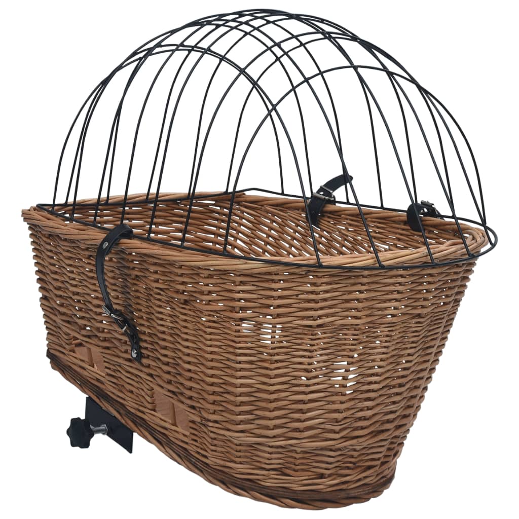 Bike Rear Basket with Cover 55x31x36 cm Natural Willow