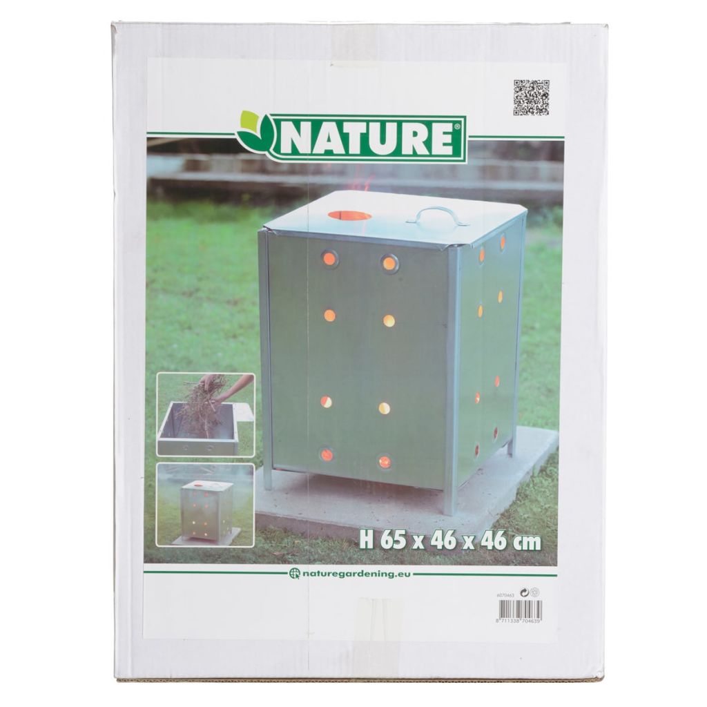 Nature Garten Verbrennungsofen Verzinkter Stahl 46x46x65 cm Quadrat 