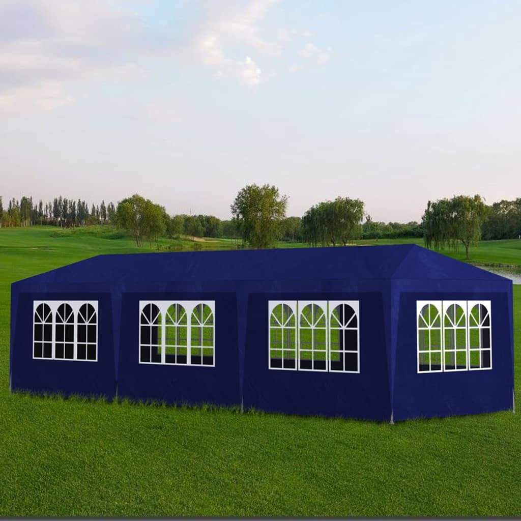 Blue Party Tent with 8 Walls 3 x 9 m