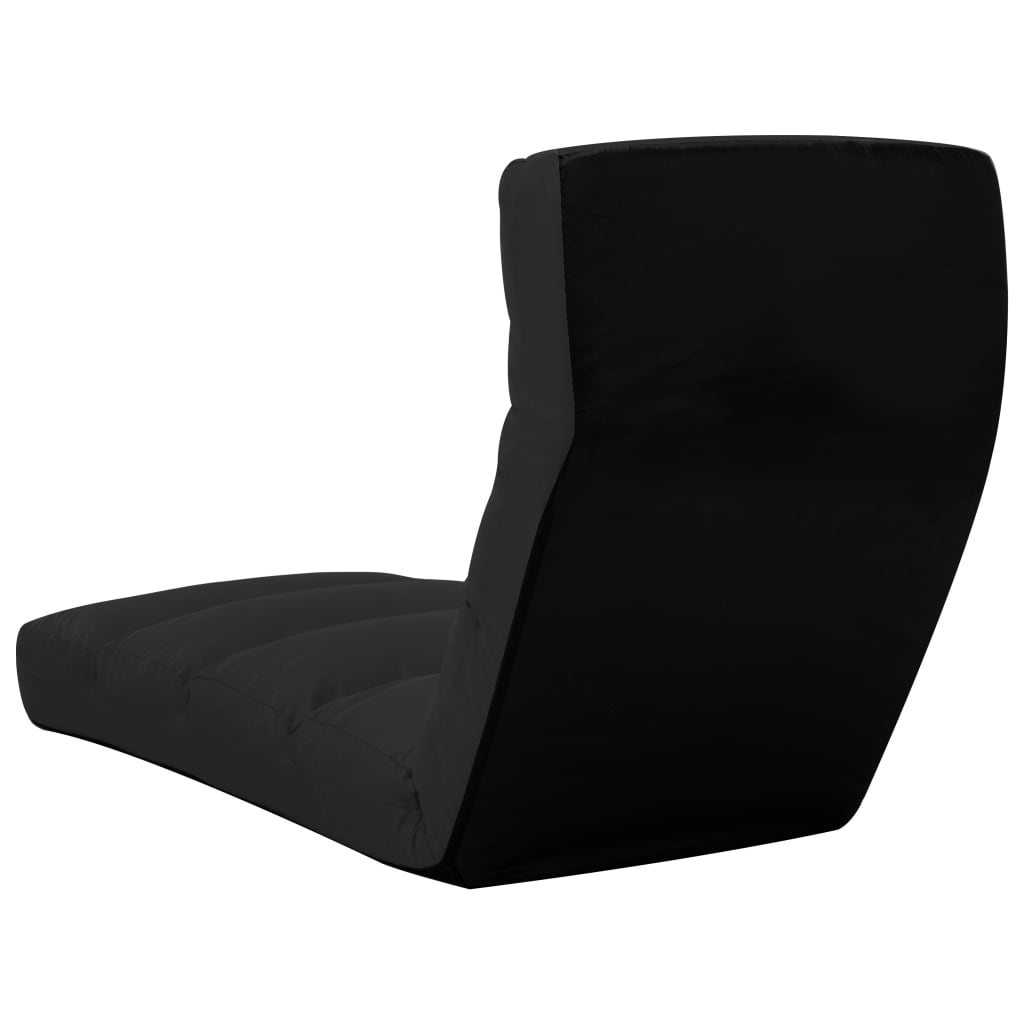 Folding Floor Chair Black Faux Leather