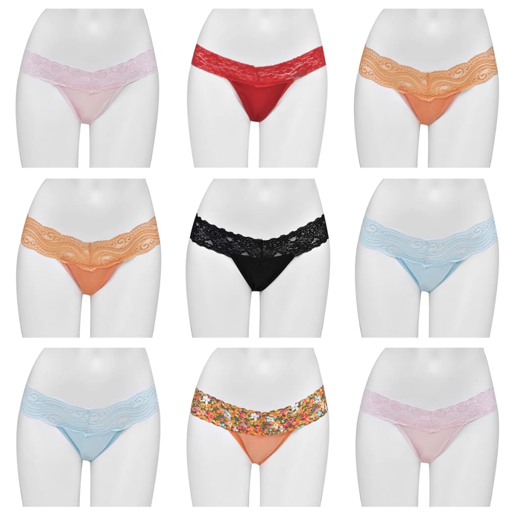 10 Pairs of Women‘s Lace Thong Underwear Mixed Colour & Style Size 40