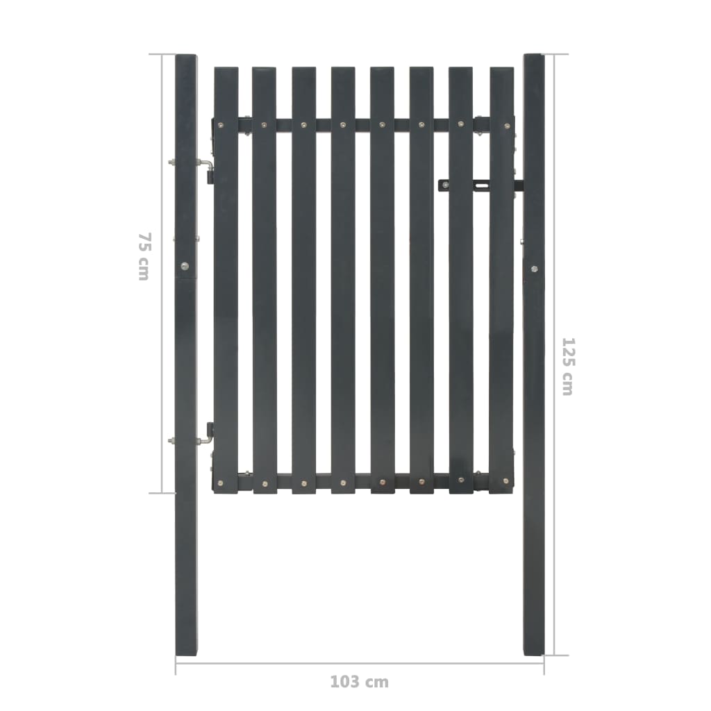 Fence Gate Steel 103x125 cm Anthracite