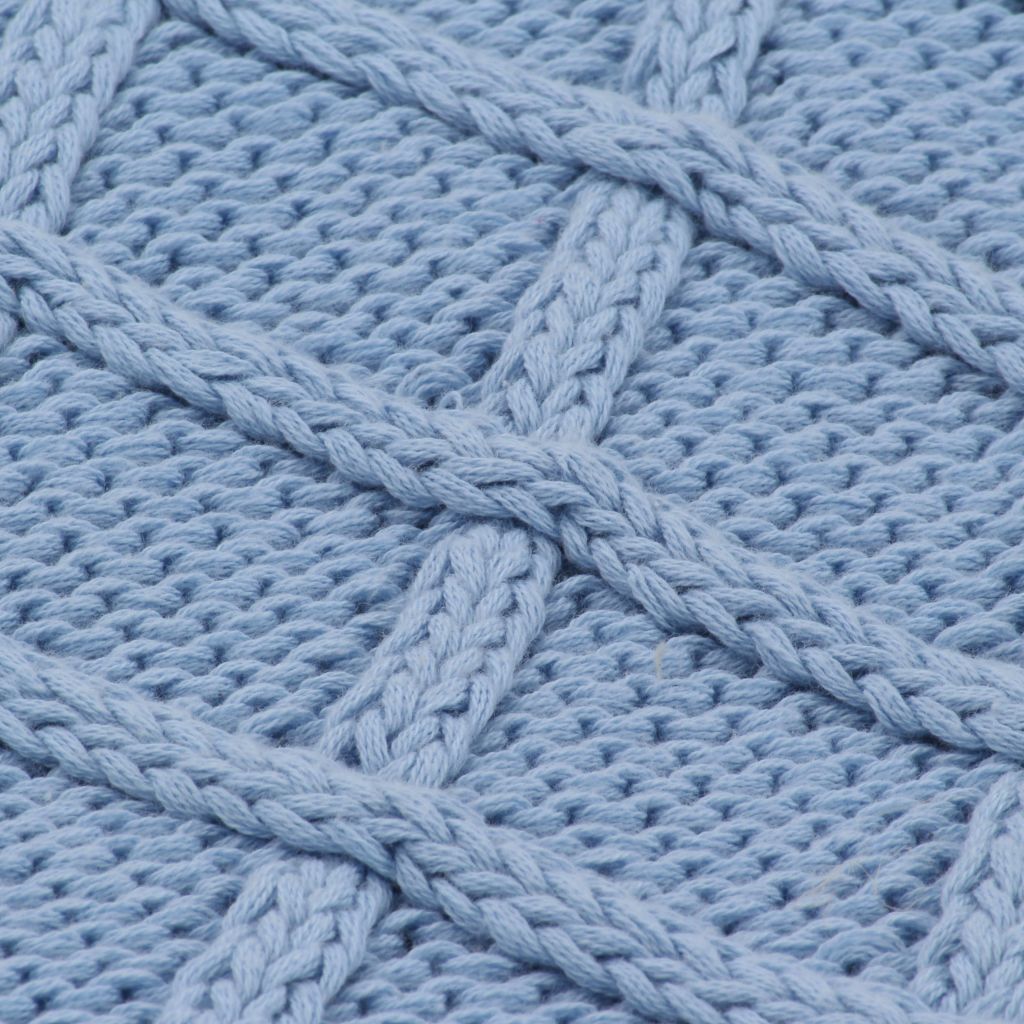 Gestrickte Wohndecke Baumwolle 130 x 171 cm Plaid-Muster Blau