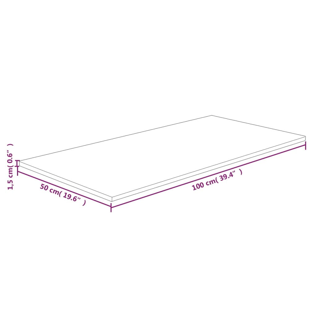 Waschtischplatte 100x50x1,5 cm Massivholz Unbehandelt