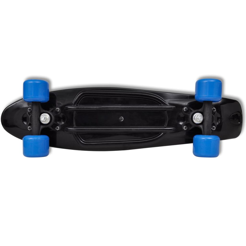 Skateboard Rétro Noir avec Roulettes Bleues 6,1"