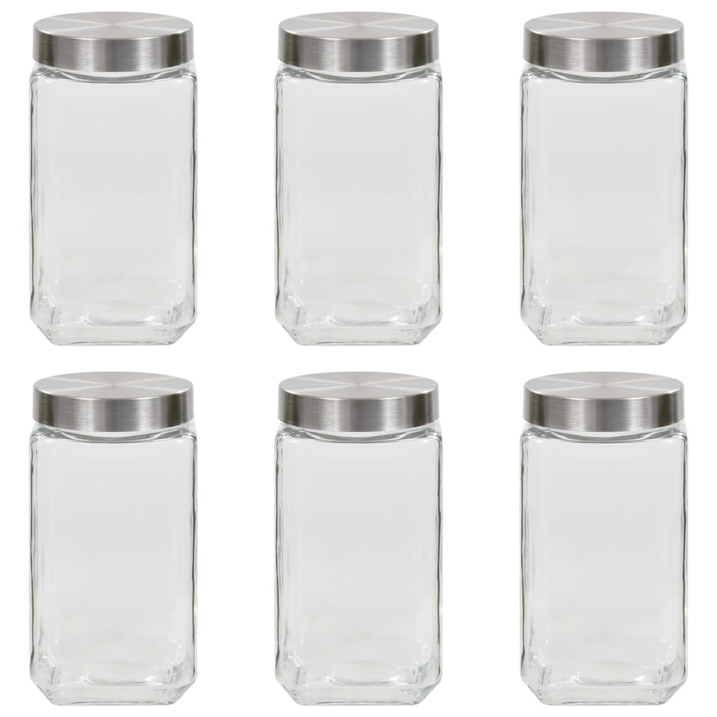 Storage Jars with Silver Lid 6 pcs 2100 ml