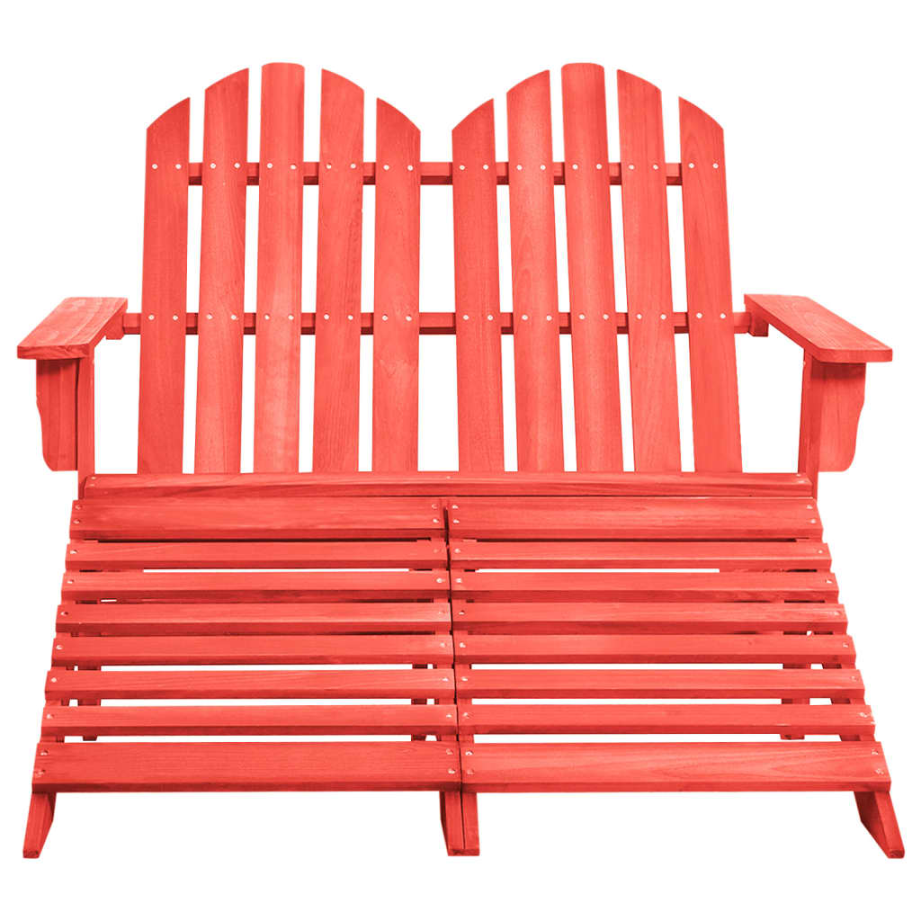 2-Sitzer Adirondack-Gartenbank mit Fussstütze Tannenholz Rot