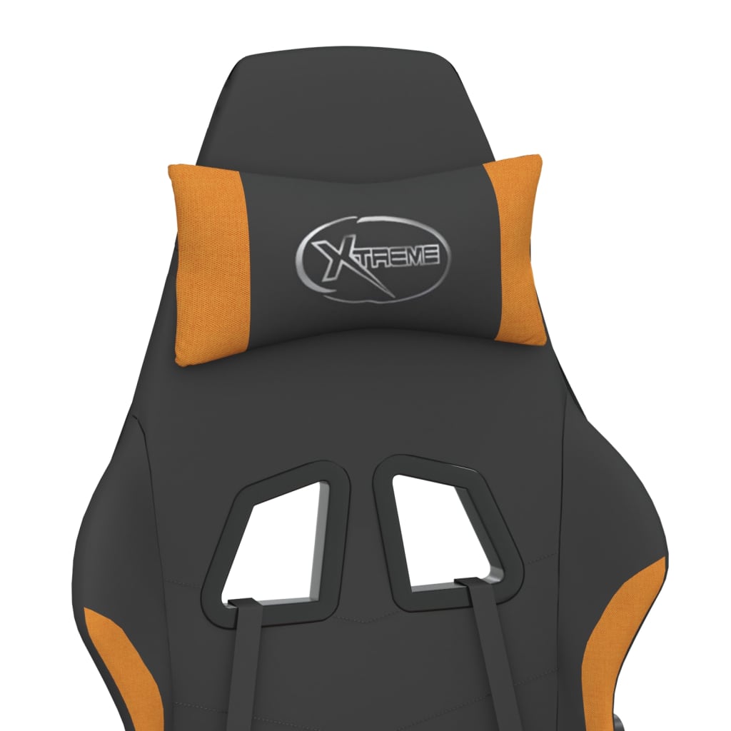 Gaming Chair with Footrest Black and Orange Fabric