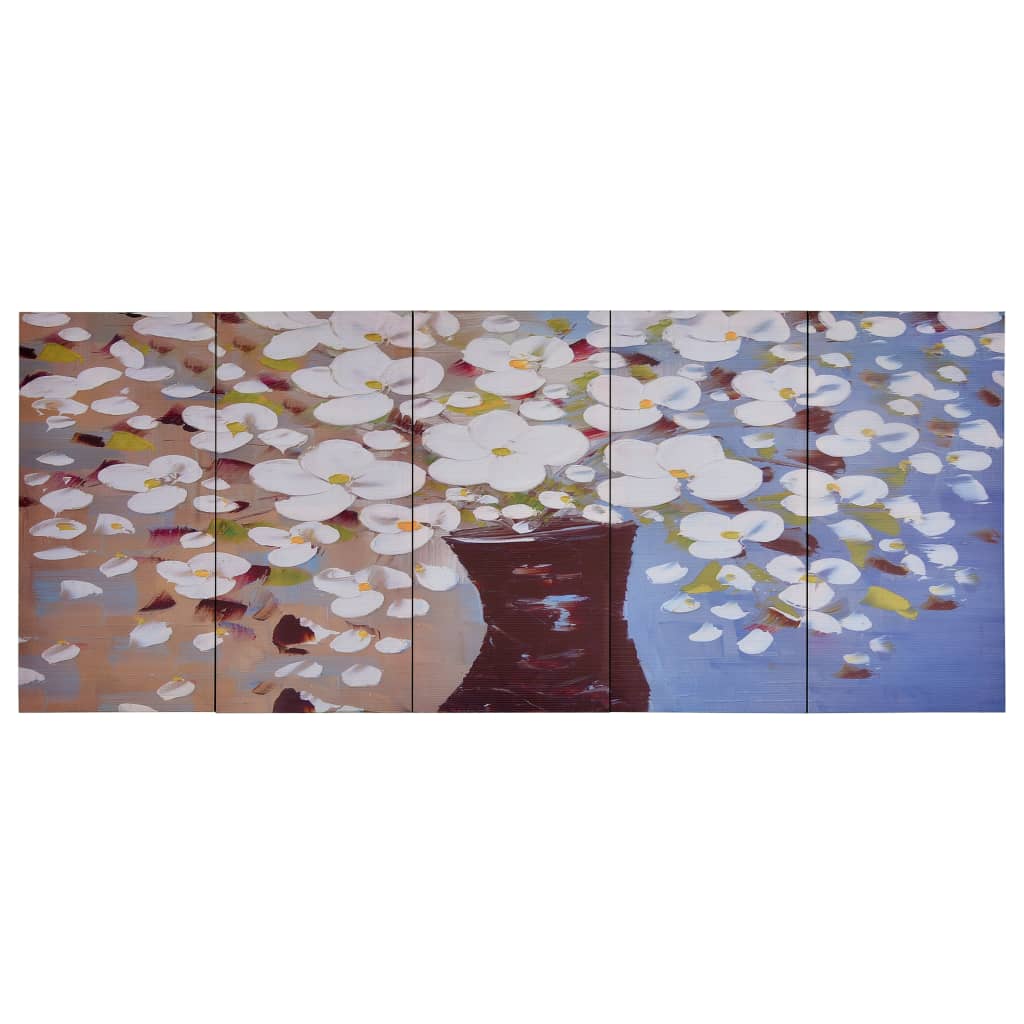 Canvas Wall Print Set Flowers in a Vase Multicolour 150x60 cm